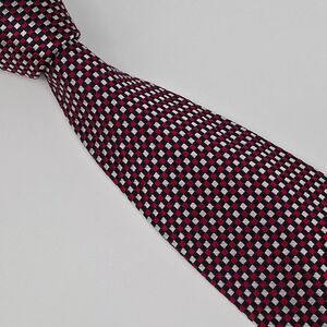 Brooks Brothers Makers Silk Necktie Mens Red Navy White Micro Check Tie